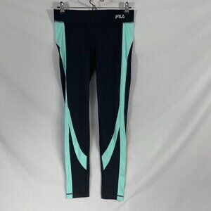 FILA Sport Live In Motion Women's Black and Teal Running Leggings Size S